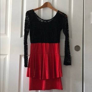 Lace peplum mini dress